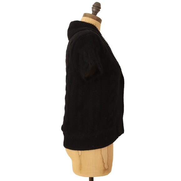 Magaschoni Open Cardigan Sweater Top XS Shawl Collar Short Sleeve Black NEW B90 - Picture 2 of 5
